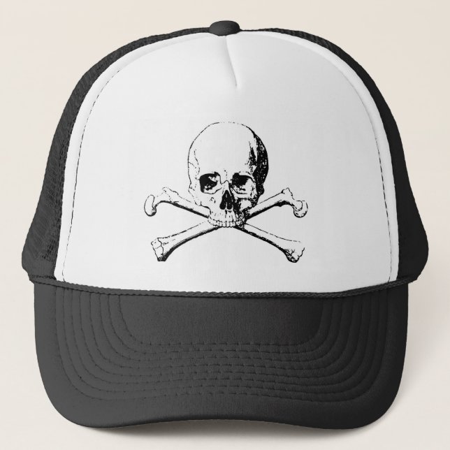 Casquette Crâne noir et blanc et os (Devant)