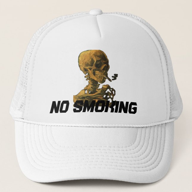 Casquette Crâne non-fumeurs avec la cigarette (Devant)