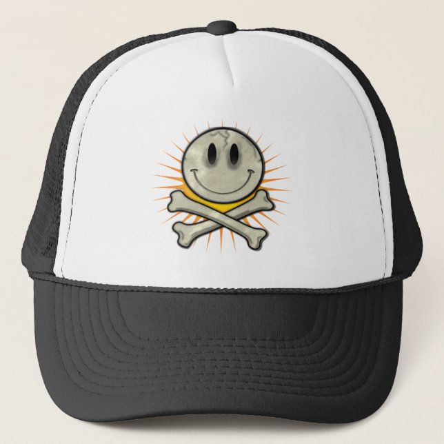 Casquette Crâne souriant et os croisés (Devant)