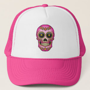 Casquette Crâne sucre Magenta Floral