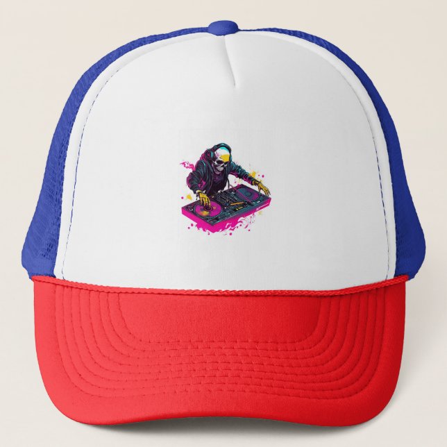 Casquette Crème Popcorn - Drôle film d'horreur Skeleton (Devant)