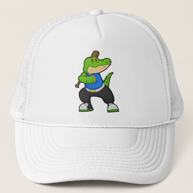 Casquette Crocodile au baseball avec batte de baseball (Devant)