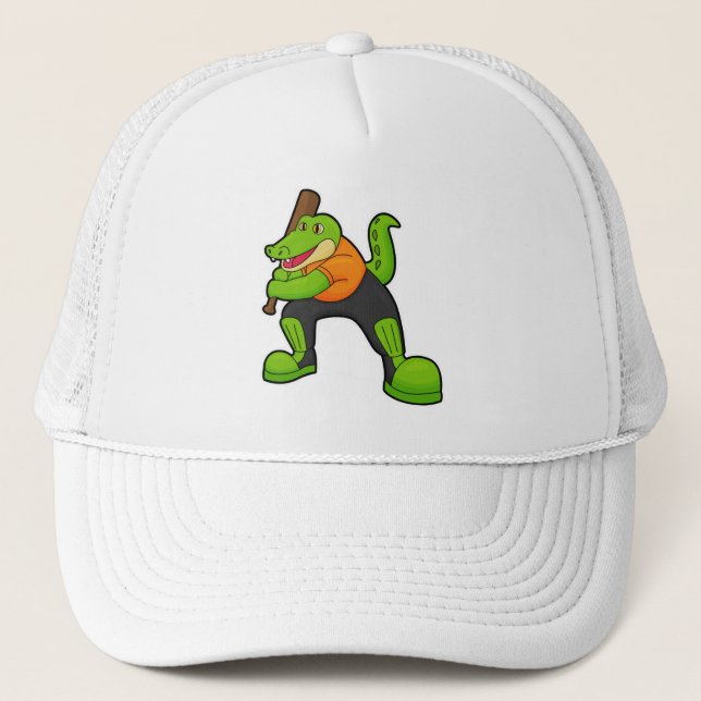 Casquette Crocodile au cricket avec chauve-souris de cricket (Devant)