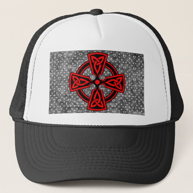 Casquette Croix celtique rouge Arrière - plan en détresse (Devant)