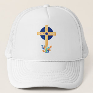 Casquette Croix chrétienne aux fleurs