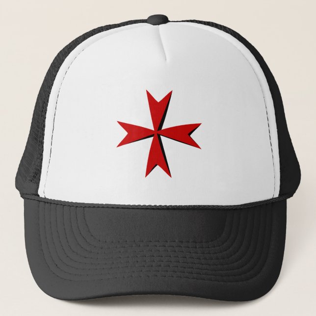 Casquette Croix Maltaise & Malte ordre, drapeau mode/chevali (Devant)