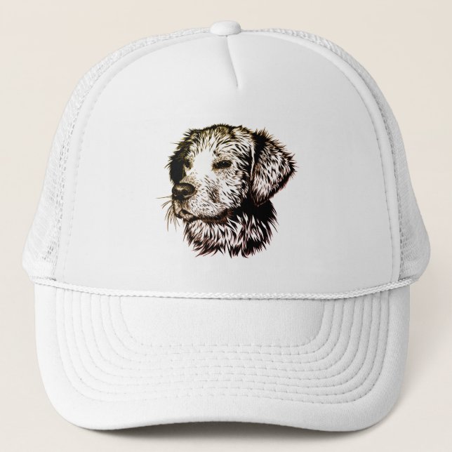 Casquette Croquis de chiot marron (Devant)