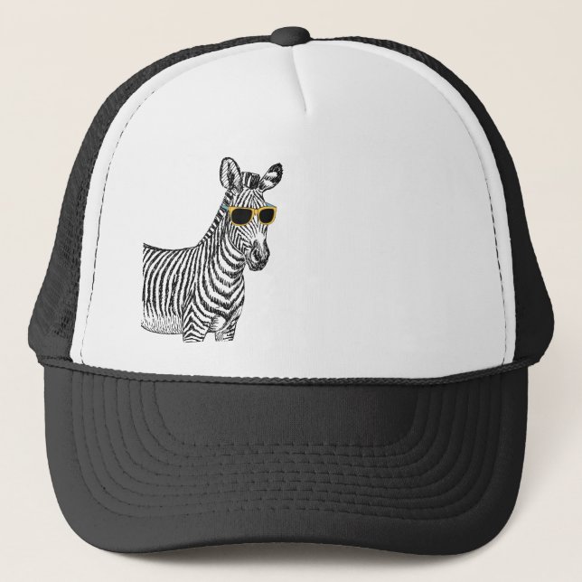 Casquette Croquis de zèbre cool mignon et drôle avec lunette (Devant)