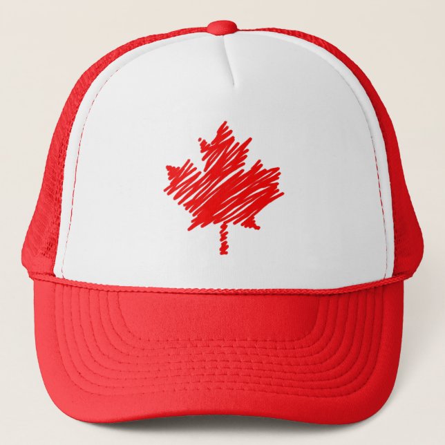Casquette Croquis rouge canadien Feuille d'érable stylé (Devant)