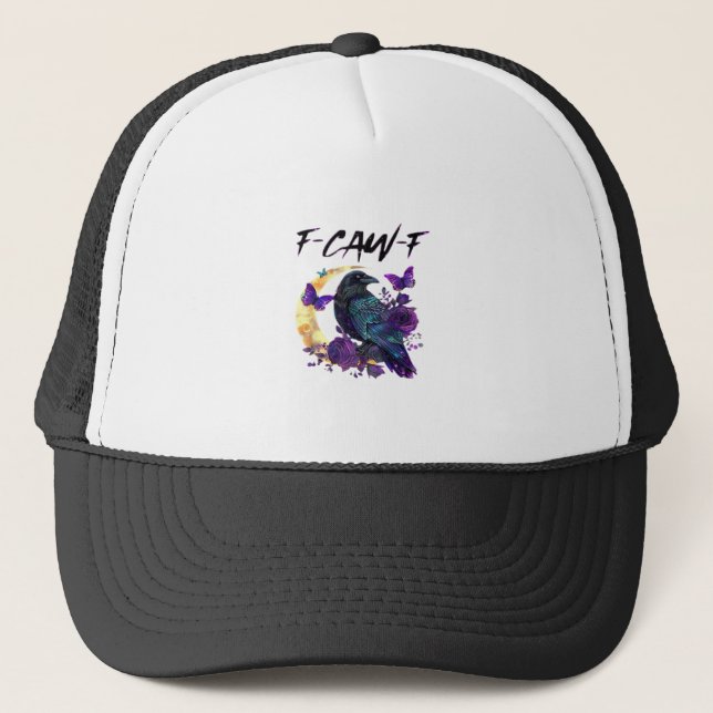 Casquette Crow F Caw F Funny Bird Moon Gothic Design (Devant)