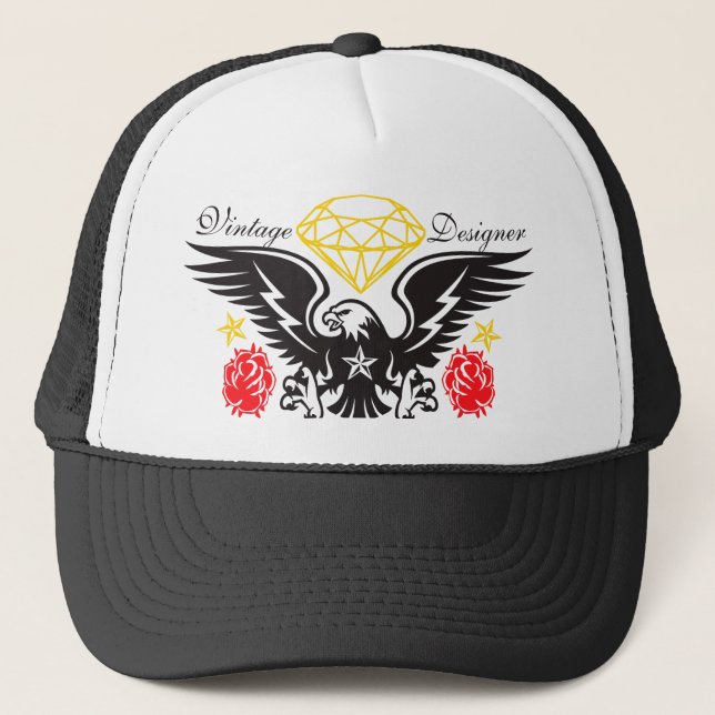 Casquette Cru Desi de diamants et de roses de tatouage (Devant)