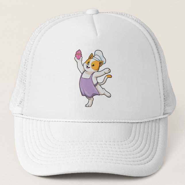 Casquette Cuire au chat avec tablier de Cuisine et muffin (Devant)