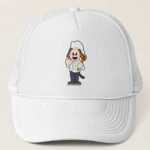 Casquette Cuire le chien avec cuillère en bois et tablier de