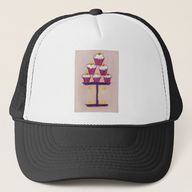 Casquette Cupcake Art Imprimer avec cerise et Arrière - plan (Devant)