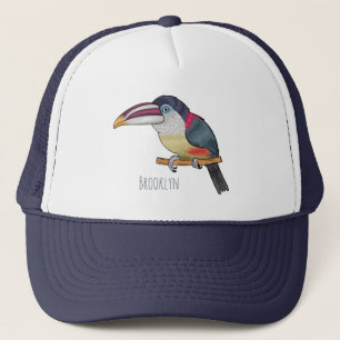 Casquette Curl crested aracari bird cartoon