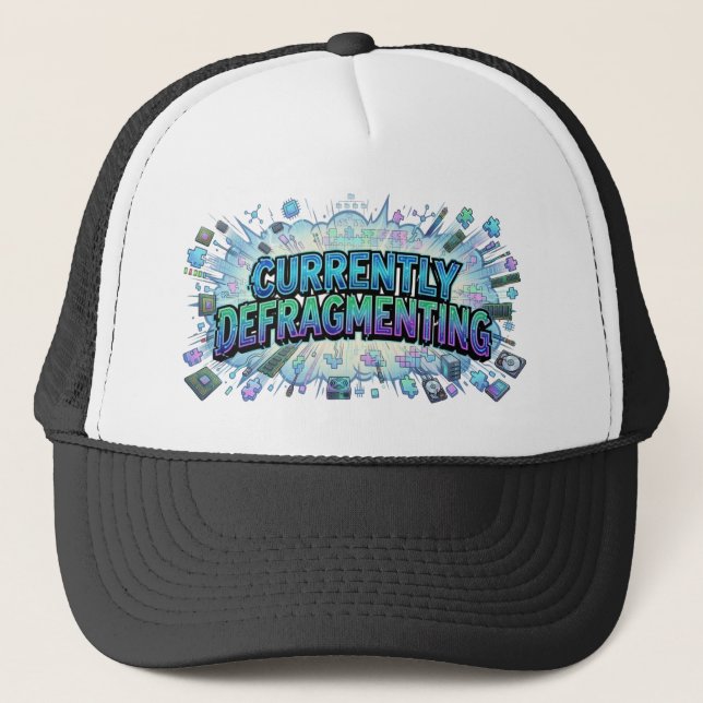 Casquette Currently Defragmenting Funny Computer Geek ADHD (Devant)