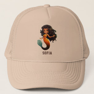 Casquette Cute African Mermaid Girl - Custom Name Afro Kids