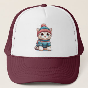 Casquette Cute Chat en pull et beanie