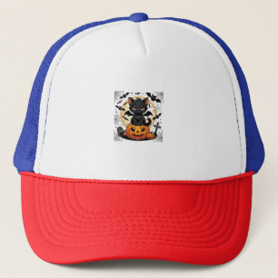 Casquette Cute Chat Noir Avec Ailes De Chat Citrouille Femme