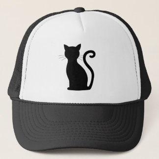 Casquette Cute Chat Noir Silhouette Fun Noir et Blanc