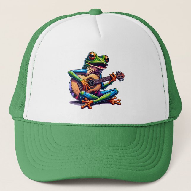 Casquette Cute Frog Jouer une guitare (Devant)