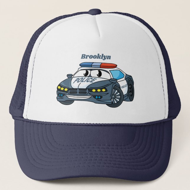 Casquette Cute happy police car cartoon illustration (Devant)