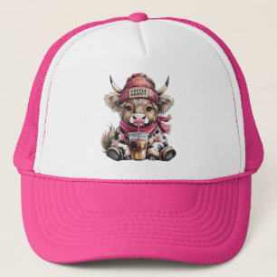 Casquette Cute Highland Cow Coffee Addict Drôle Boire Café