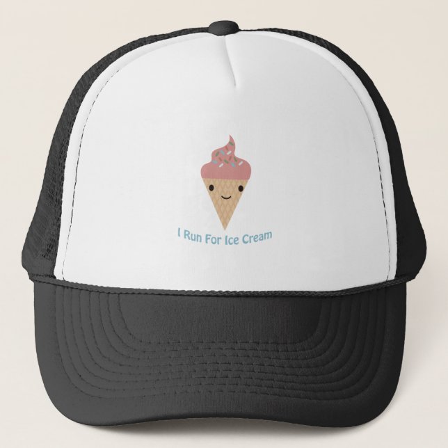 Casquette Cute je cours pour la crème glacée (Devant)