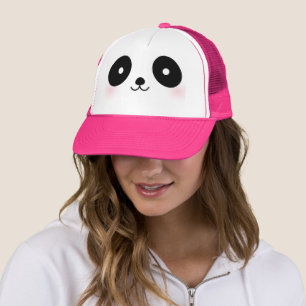 Casquette Cute Kawaii Caricature Panda Ours Visage rose