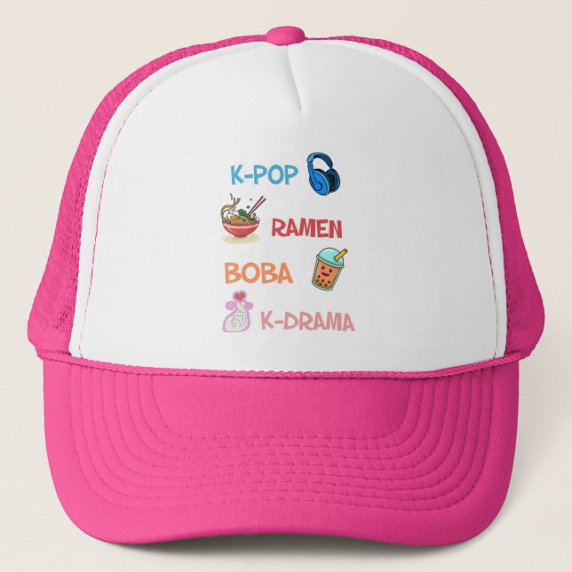 Casquette Cute Kawaii K-Pop Ramen Boba Bubble Tea K-Drama (Devant)