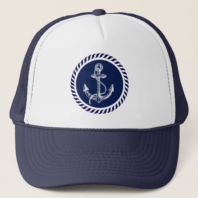 Casquette Cute Navy Bleu & Blanc Ancre nautique 4 (Devant)