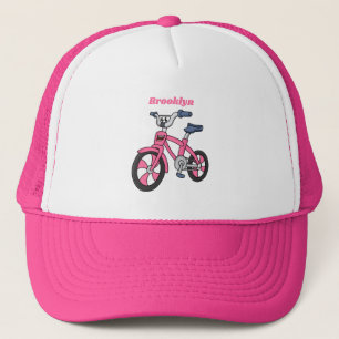 Casquette Cute pink kids bicycle cartoon illustration