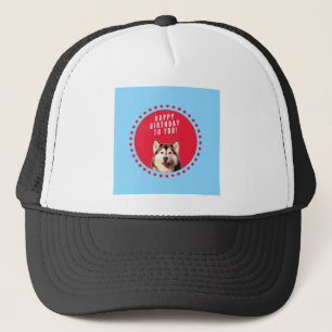 Casquette Cute Siberian Husky Joyeux Points rouges bleus d'a