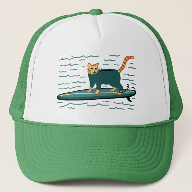 Casquette Cute Surf Tabby Cat (Devant)