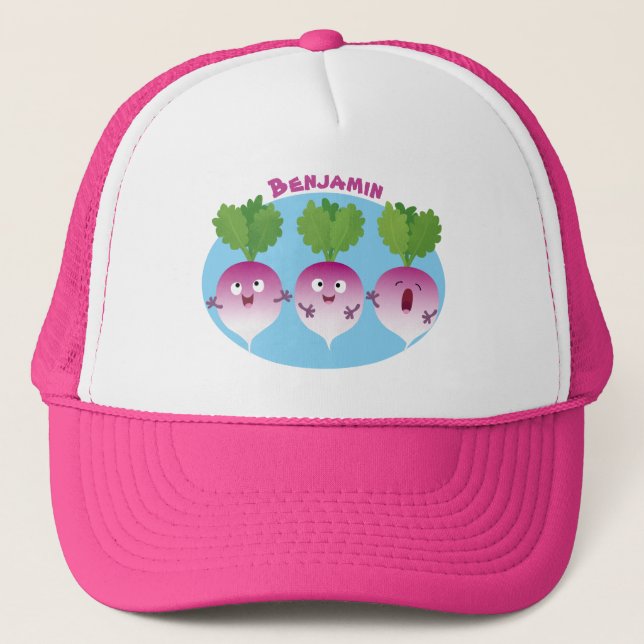 Casquette Cute turnip légumes trio chanter dessin animé (Devant)
