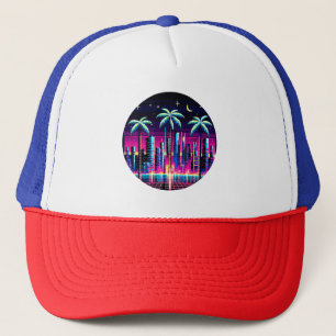 Casquette Cyber Palms - Neon Pixel Art Retro Futuristic