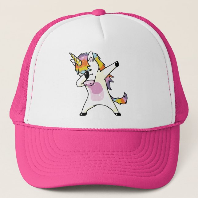 Casquette Dabbing Unicorne Funny Cute Rainbow Pink (Devant)
