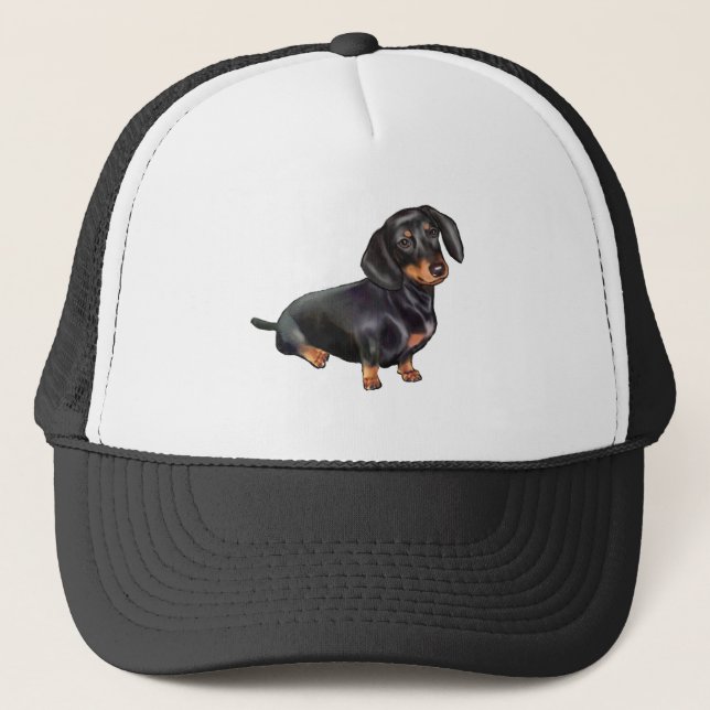 Casquette Dachshund (A) - Noir et Tan (Devant)