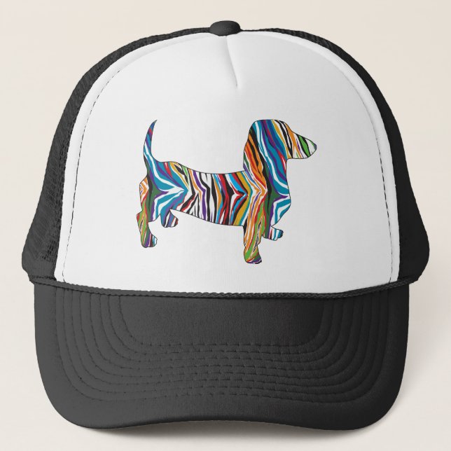Casquette Dachshund - Zbra Doxie psychédélique (Devant)