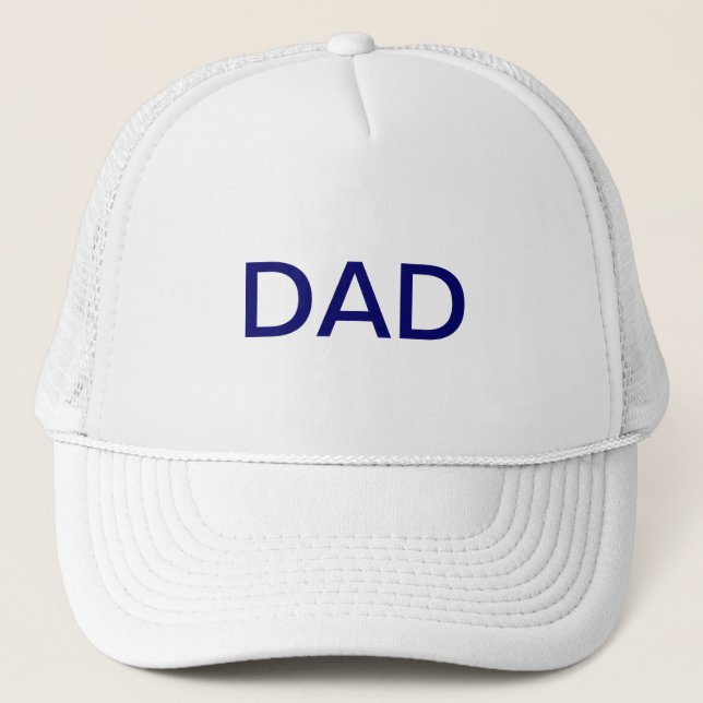 Casquette DAD Fête des pères typographie bleu sur blanc (Devant)