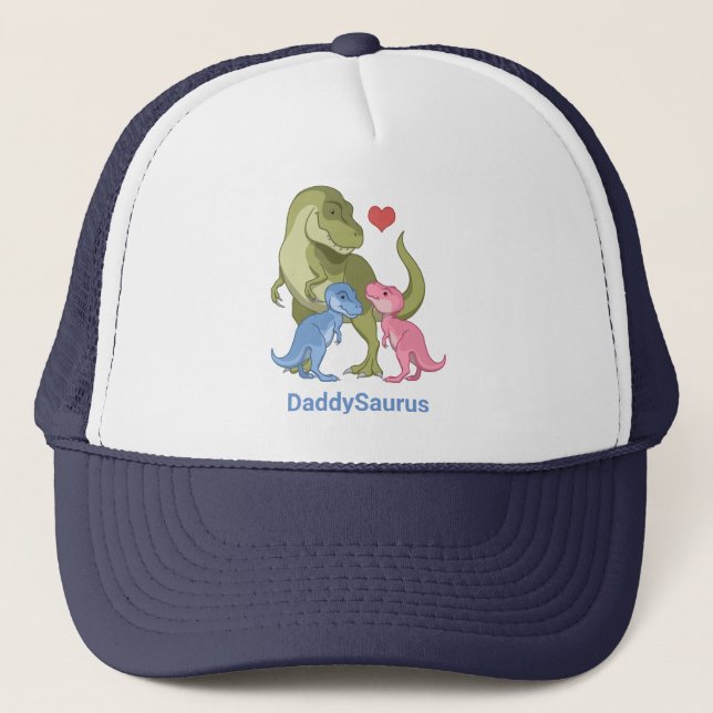 Casquette Daddy Saurus Green T-Rex & Baby Girl Boy Dinosaure (Devant)