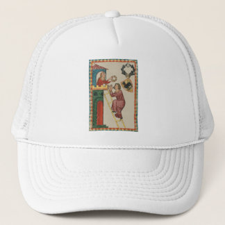 Casquette Dame offrant un cadeau à un prétendant, 14e siècle