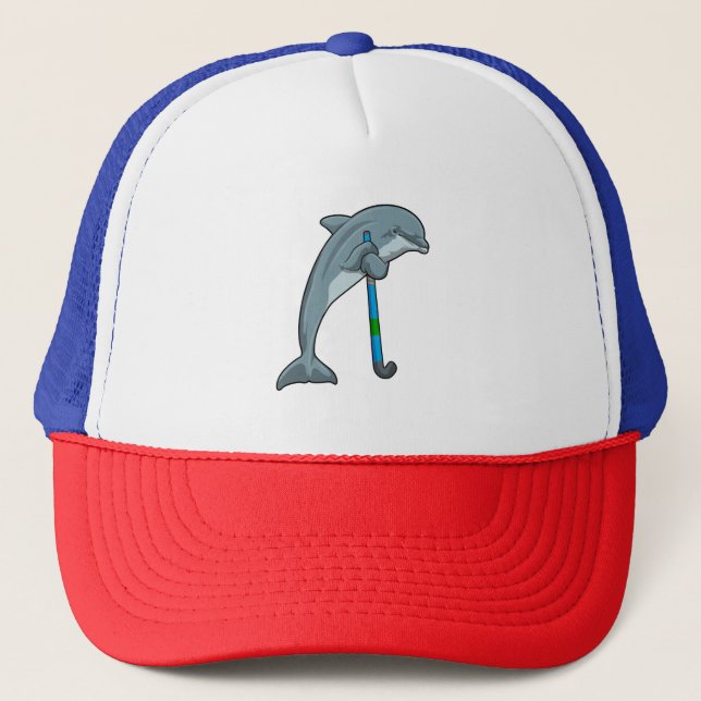 Casquette Dauphin à Hockey avec bâton de hockey (Devant)