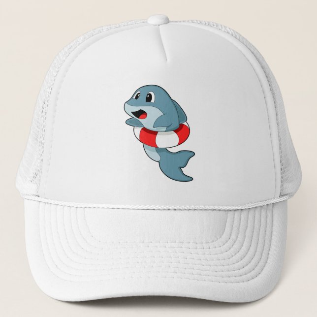 Casquette Dauphin à la natation avec anneau de natation (Devant)