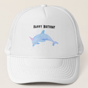 Casquette Dauphin blanc et blanc Image Joyeux anniversaire