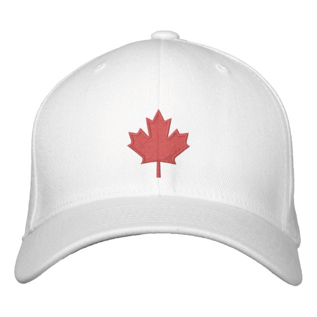 Casquette de baseball brodé à feuille d'érable rou (Devant)