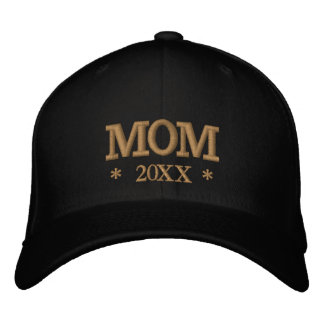 Casquette de baseball brodée MOM 20XX or / blanc