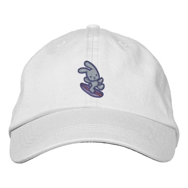 Casquette de baseball lapin gris brodé de surf (Devant)