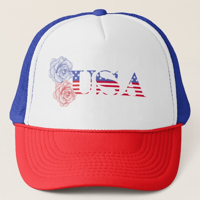 Casquette de baseball patriotique rouge, blanc et  (Devant)