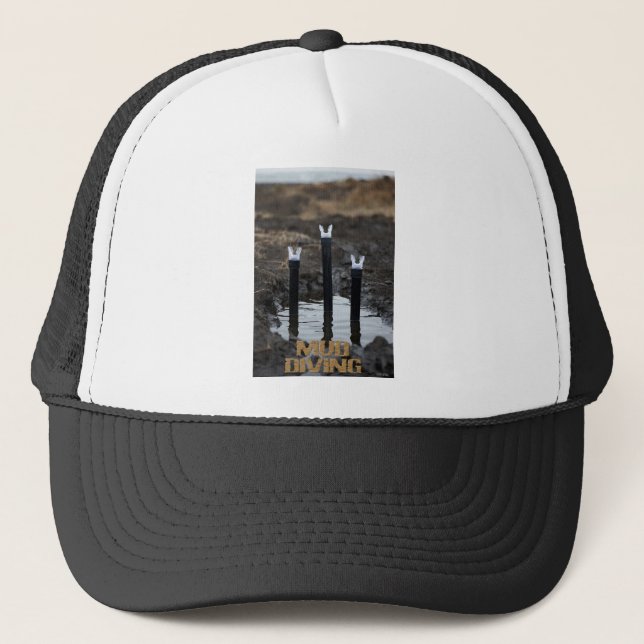 Casquette de camionneur à mousse blanche et noire  (Devant)
